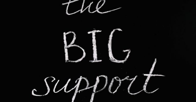 Benefits - The Big Support Lettering Text on Black Background
